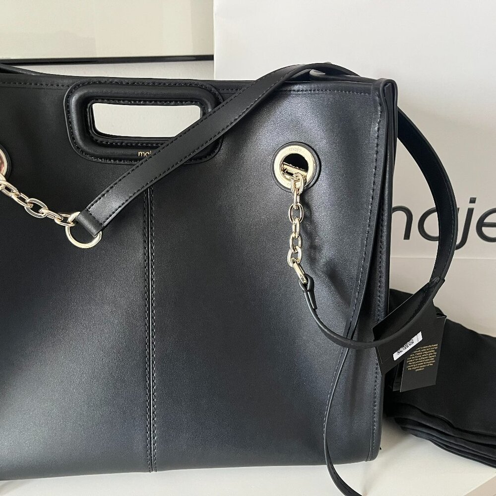 MAJE STUDIO - LEATHER BLACK SATCHEL - TOP HANDLES AND STRAP - BRAND NEW